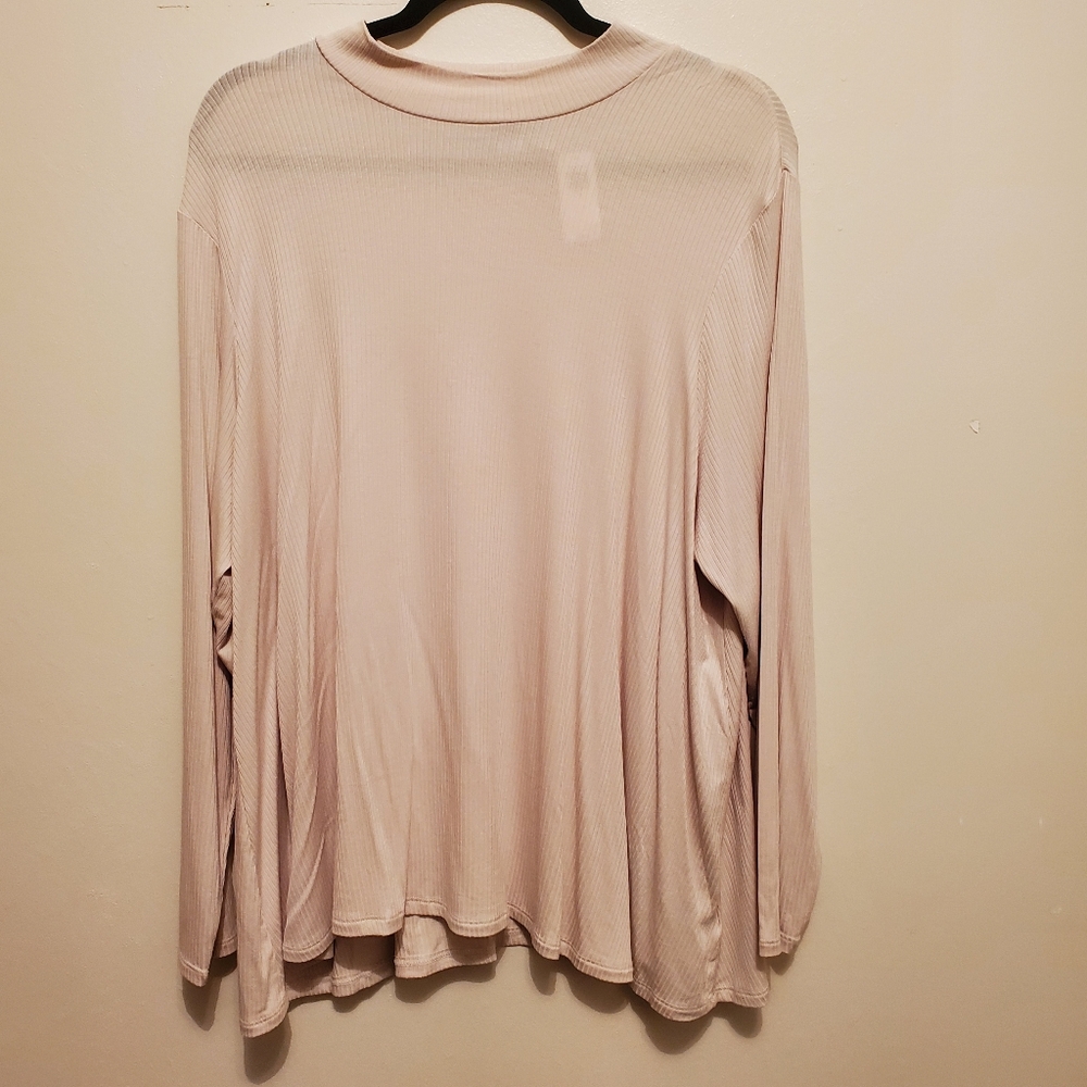 NEW Womens Luxe Top Size XL Wishbone White Stretch Ribbed Tunic